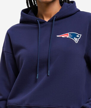 New England Patriots Mash Up Rib Fleece Cropped Pull Over Hoodie