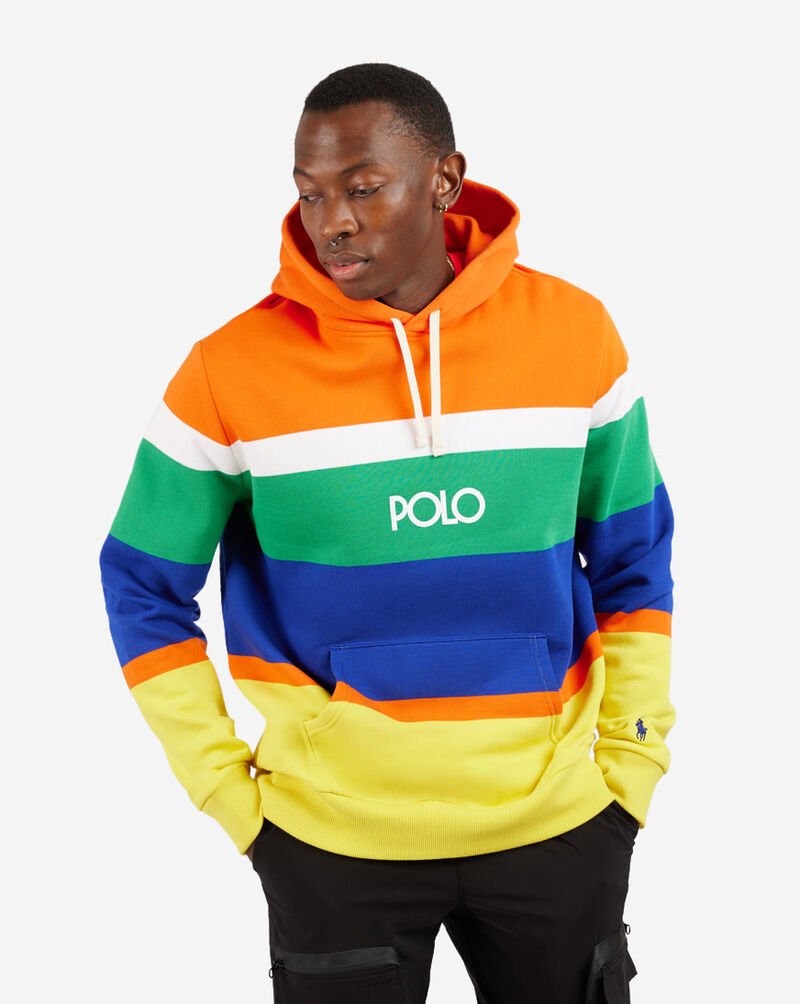 Shop Polo Ralph Lauren Stripe Polo Hoodie 710901574001-ORN orange ...