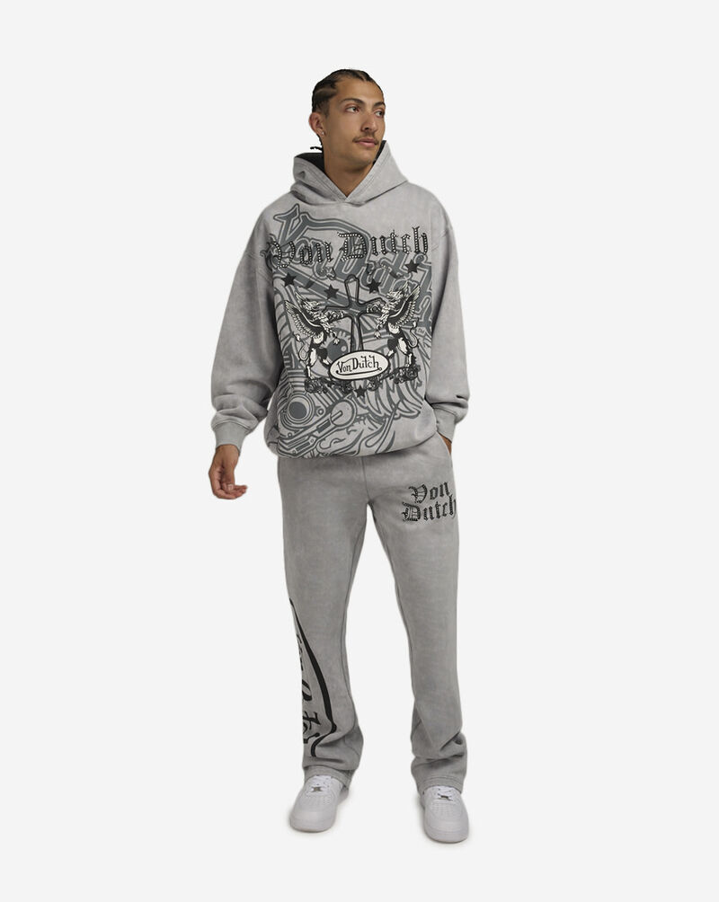 Von Dutch Printed Cross Hoodie 4VND2A5473-GRY Grey 4