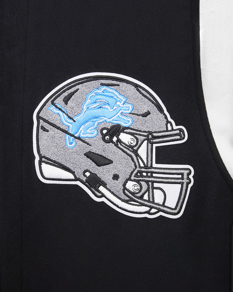 PRO STANDARD Detroit Lions Mashup Rib Wool Varsity Jacket  FDL6410475-BLW Black 4
