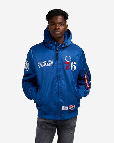 Alpha Industries Historic L-2B Philadelphia 76ers Hooded Bomber Jacket