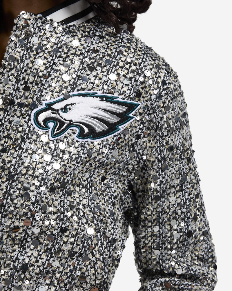 PRO STANDARD Philadelphia Eagles Tweed Sequin Bomber FPEU411925-TTD Black 3