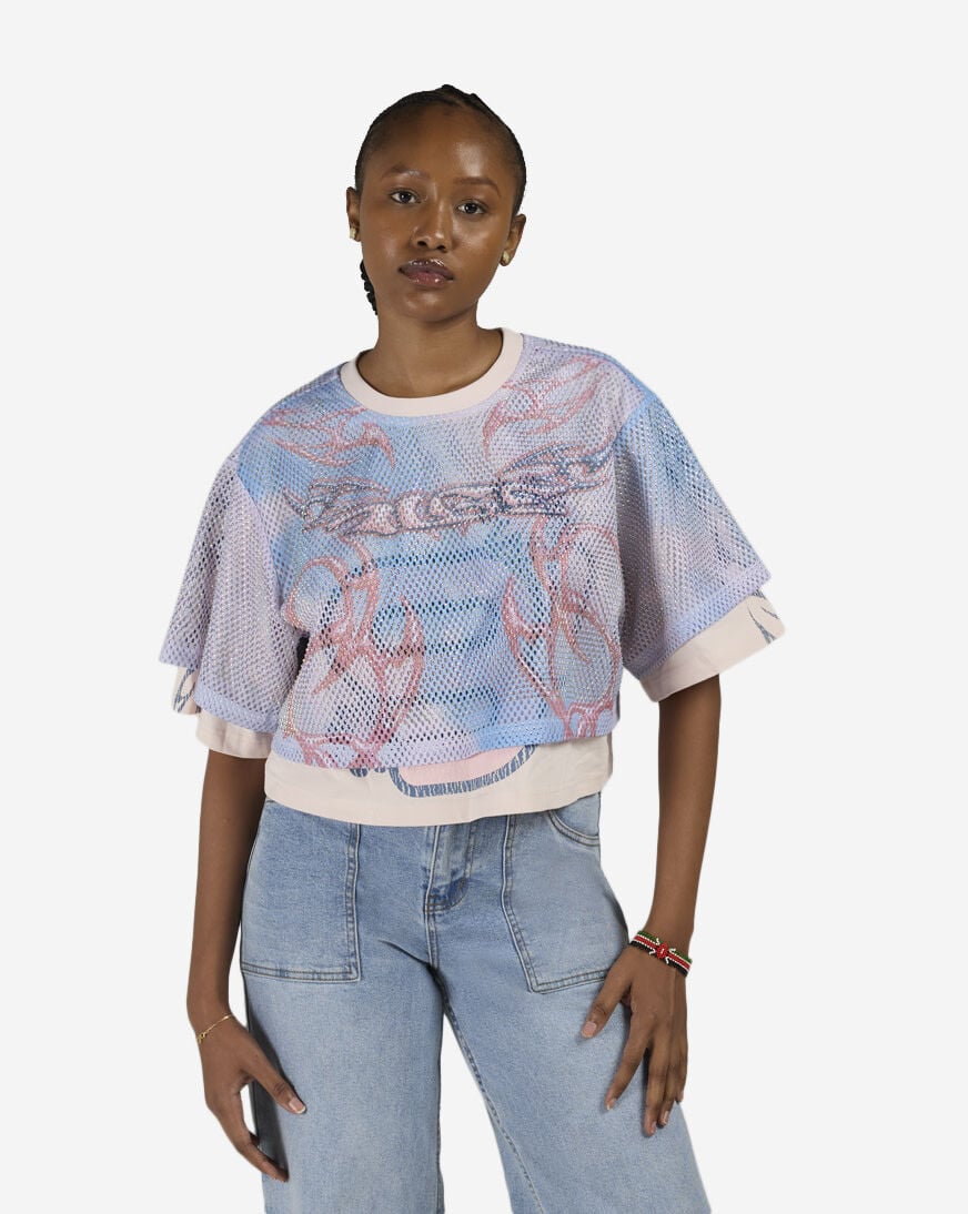 Shop Smoke Rise Rhinestone Cropped Jersey Tee RKT26S484SN