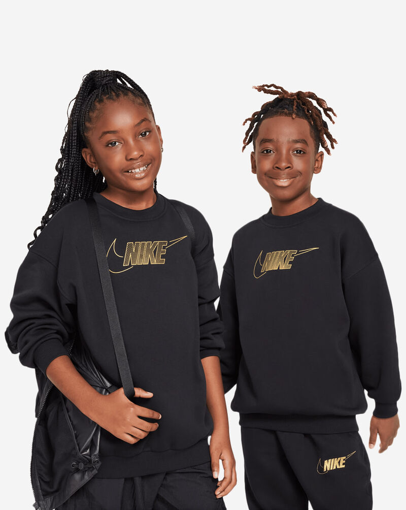 Shop Nike Grade School NSW Club Fleece Shine Crew FJ6161-010 black ...