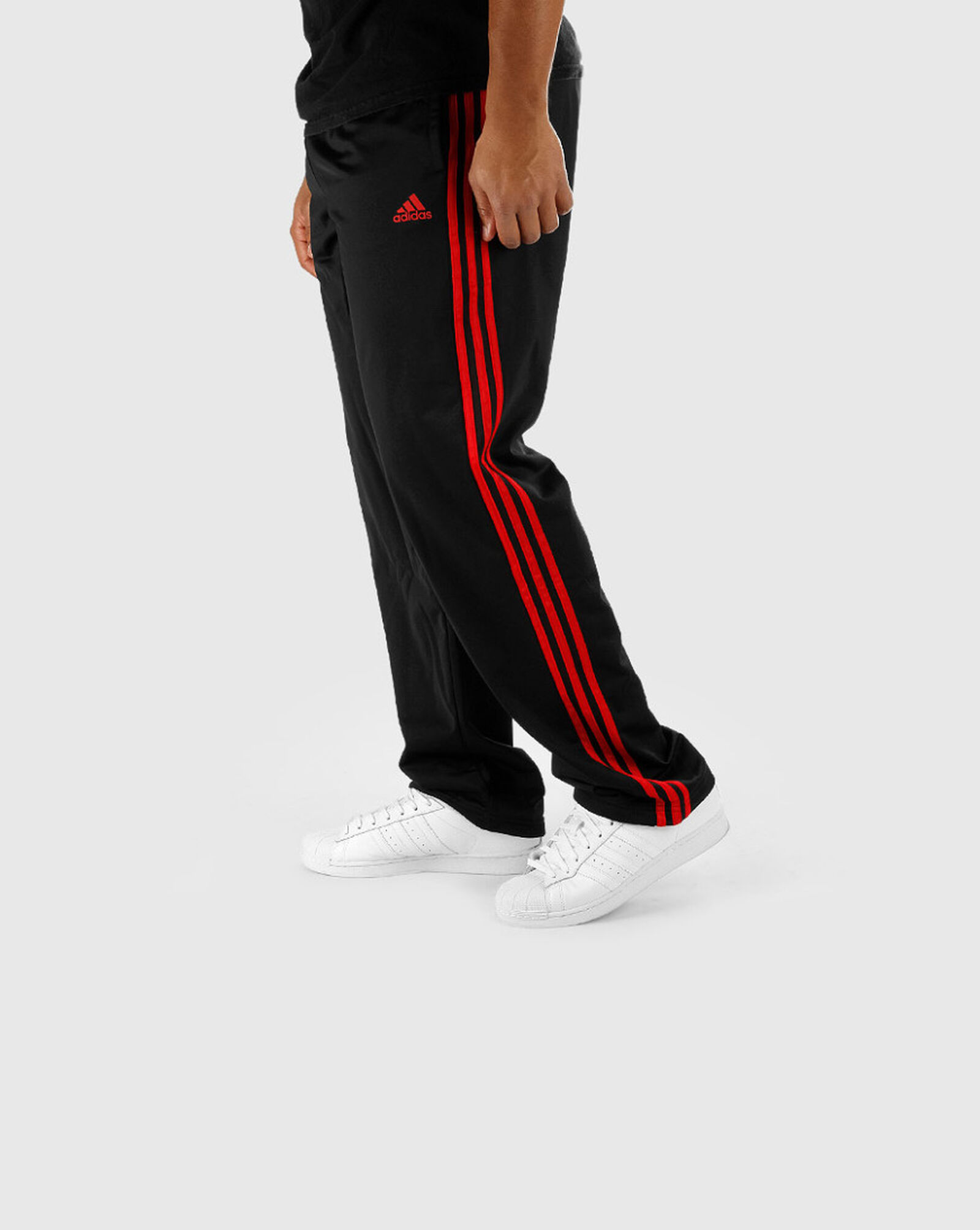 black adidas pants red stripes