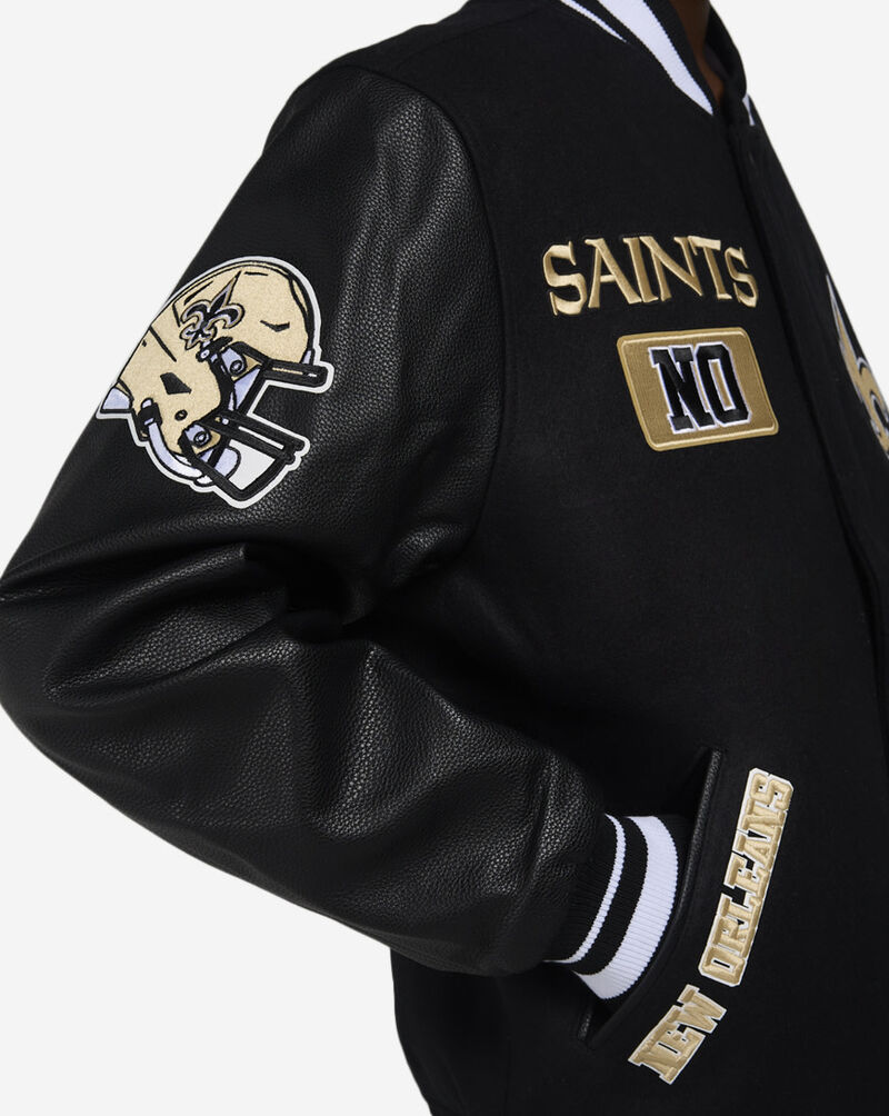 PRO STANDARD New Orleans Saints Pro Area Code Varsity Jacket FNS6410405-BLK Black 3