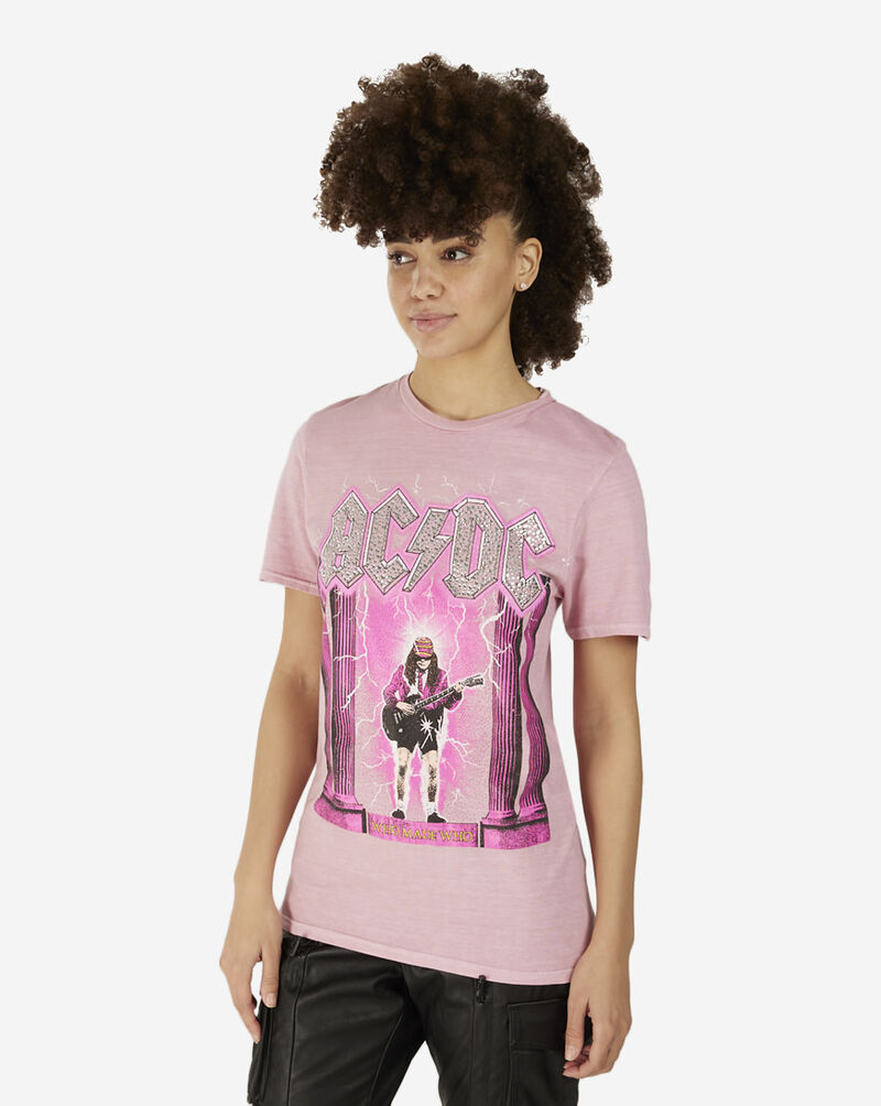 Shop Graphic Tees AC/DC Rhinestone Tee ACD2890XX pink | SNIPES USA