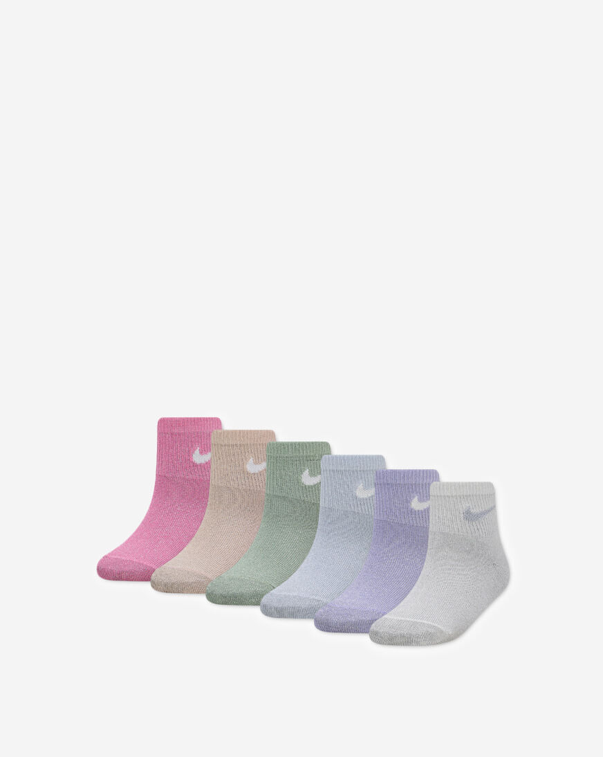 Shop Nike Little Kids' 6PK Lurex Quarter Socks (5-7) GN1132-AFD
