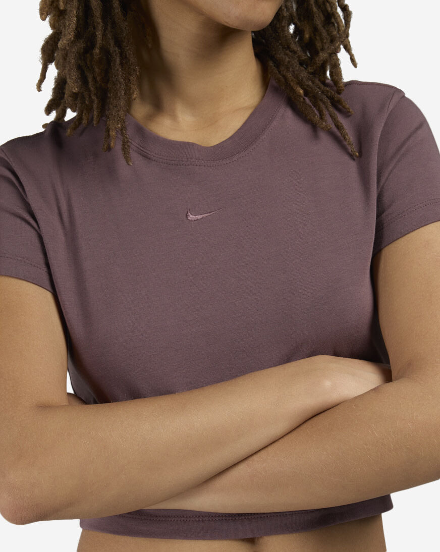 Shop Nike NSW Chill Knit Cropped T-Shirt HF9538-502 purple