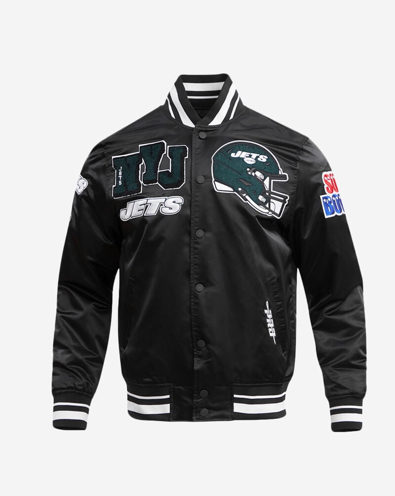 PRO STANDARD New York Jets Mash Up Rib Satin Jacket FNJ6410430-BLK Black 1