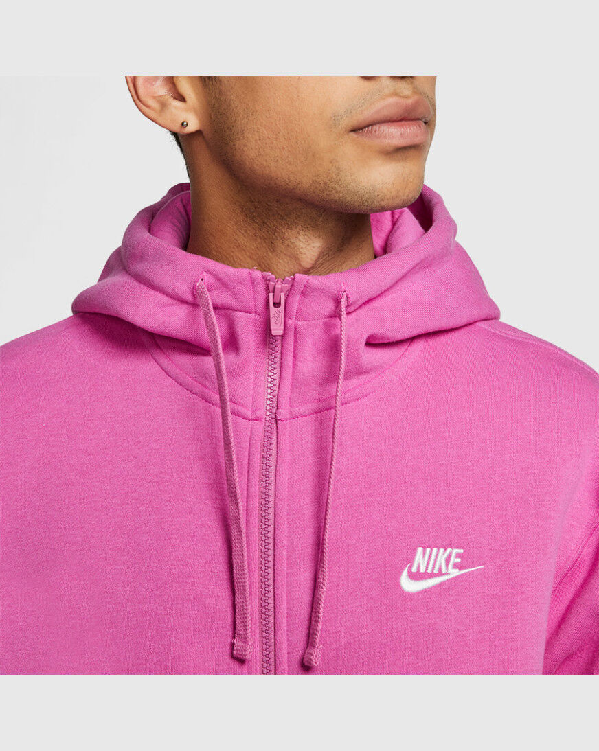 nike club fleece hoodie pink