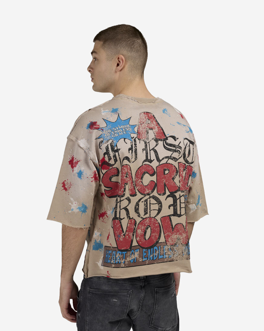 Shop First Row A Sacred Vow Cropped Tee FRM1026-KHA beige | SNIPES USA