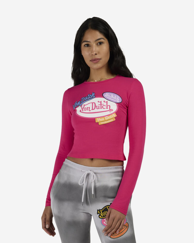 Von Dutch Patch Long Sleeve Tee VND9E0297SN Pink 1
