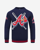 PRO STANDARD Atlanta Braves Mash Up Rib Fleece Crewneck LAB533445-MRM Blue 1
