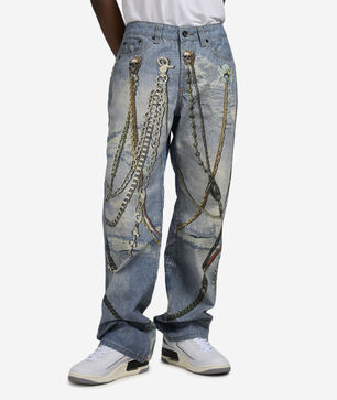 Skull Printed Denim Jeans