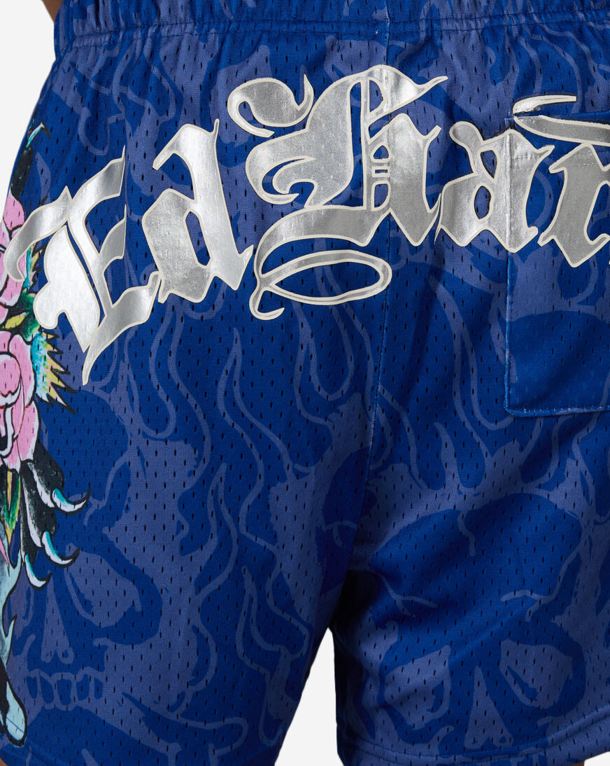 Shop Ed Hardy Panther Printed Mesh Short EHM800418-COB blue