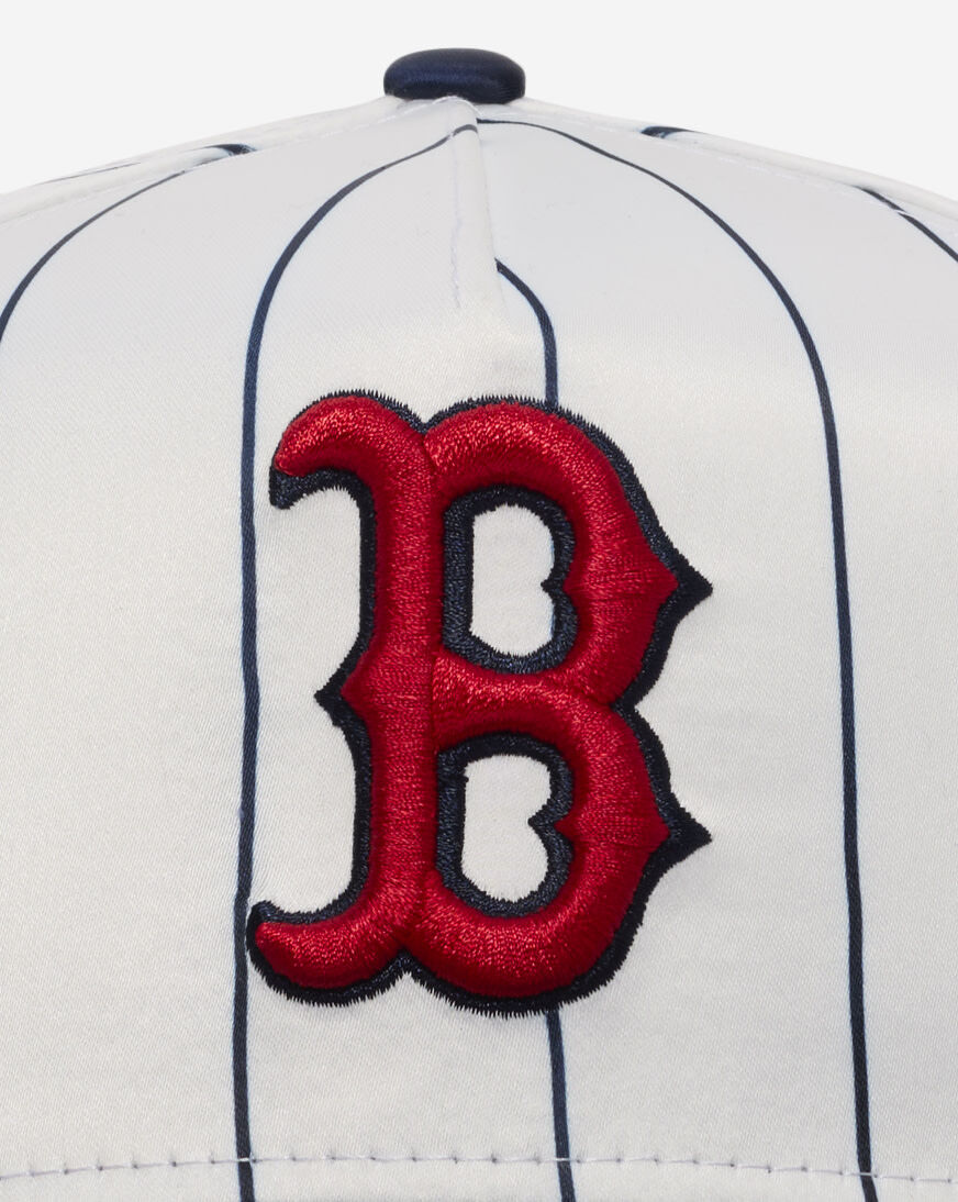 Shop New Era 9Fifty Boston Red Sox Satin Pinstripe Snapback Hat