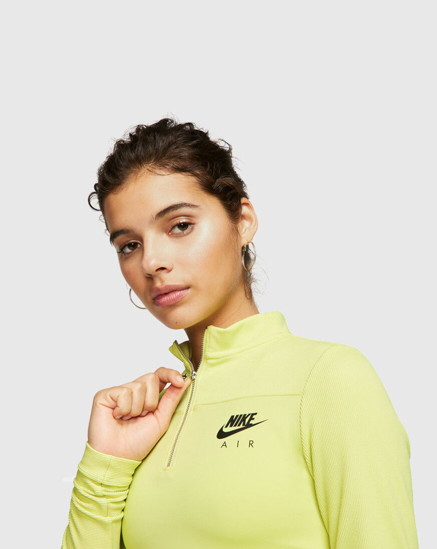 nike air ribbed high neck light beige long sleeve top