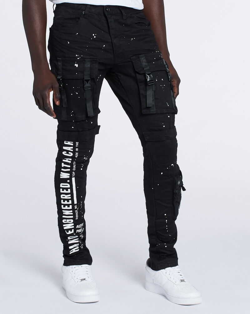 Shop Smoke Rise Multi Utility Cargo Jeans JP21502JBLK black SNIPES USA