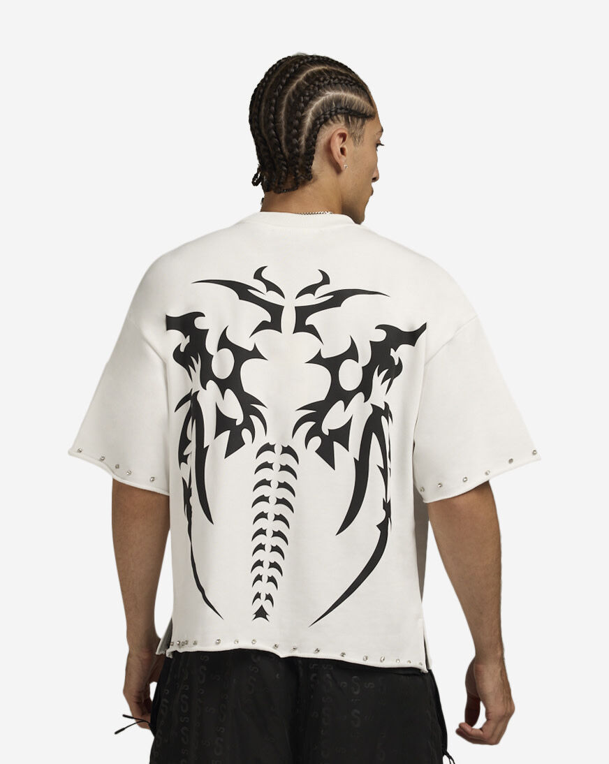 Shop BKYS Apparel Skeleton Print Terry Cropped Tee T1285-WHT white