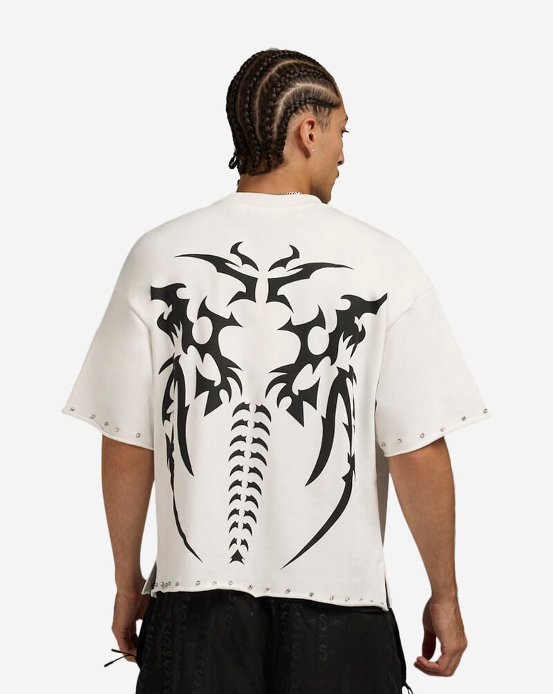 BKYS Skeleton Print Terry Cropped Tee T1285-WHT White 2