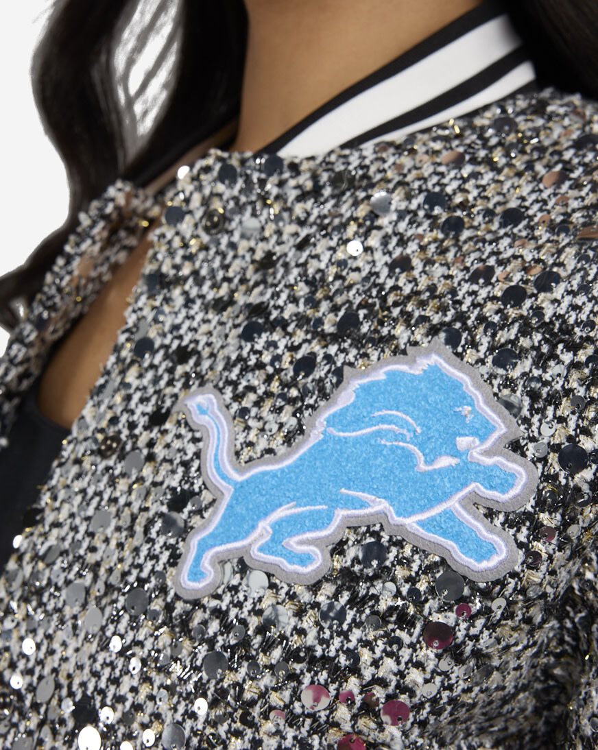 Shop PRO STANDARD Detroit Lions Tweed Sequin Bomber FDLU411937-TTD
