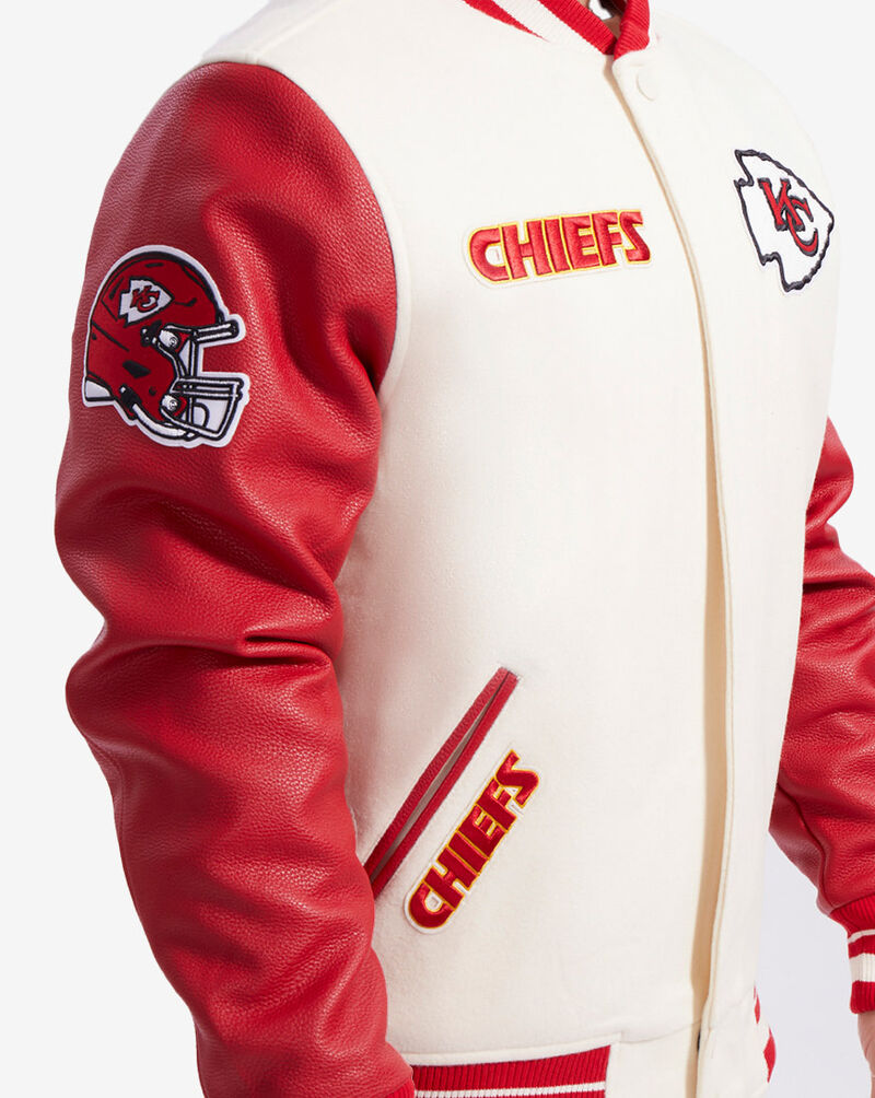 PRO STANDARD Kansas City Chiefs Retro Classics Rib Wool Varsity Jacket FKC6410365-ERD cream 3