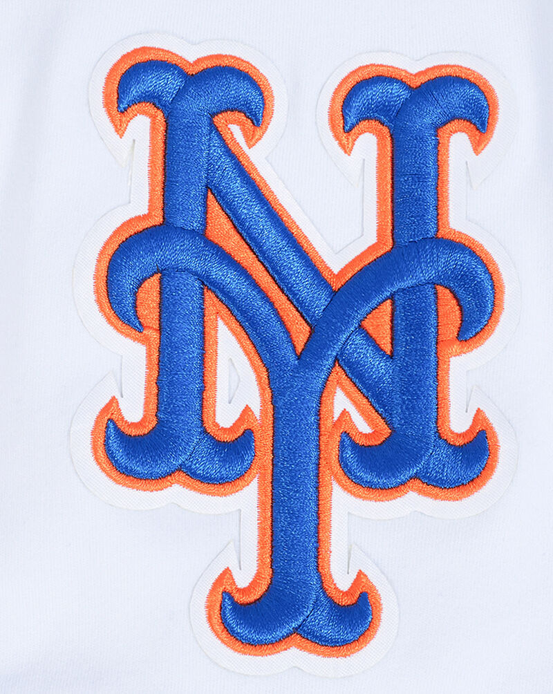PRO STANDARD New York Mets Classic Chenille Double Knit Short Sleeve Pull Over Hoodie LNM135080-WTB White 4