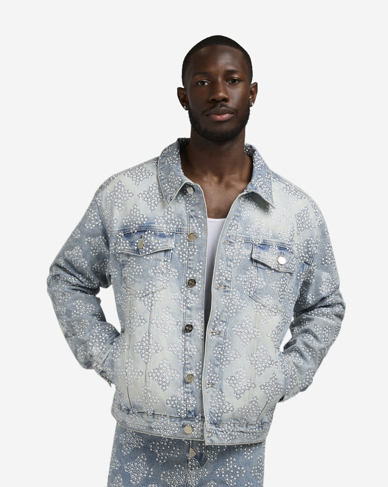 Guapi Embellished Denim Jacket EMB-DNM-JKT-AQUA Blue 1