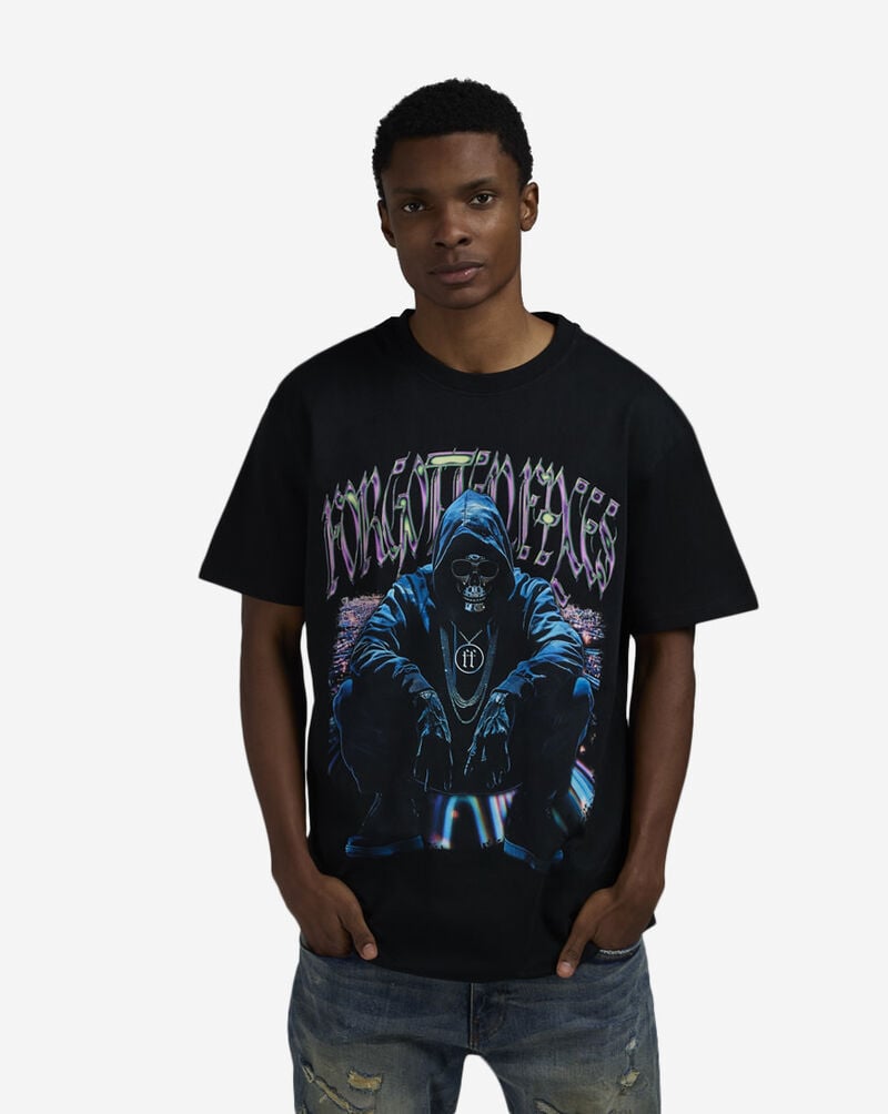 Forgotten Faces Neo Hooded Skull Tee FOFUS142-00007 Black 1