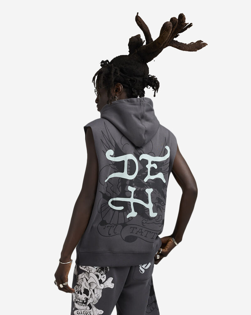 Ed Hardy Skull Sleeveless Hoodie EHM1304-3-CHA Grey 2