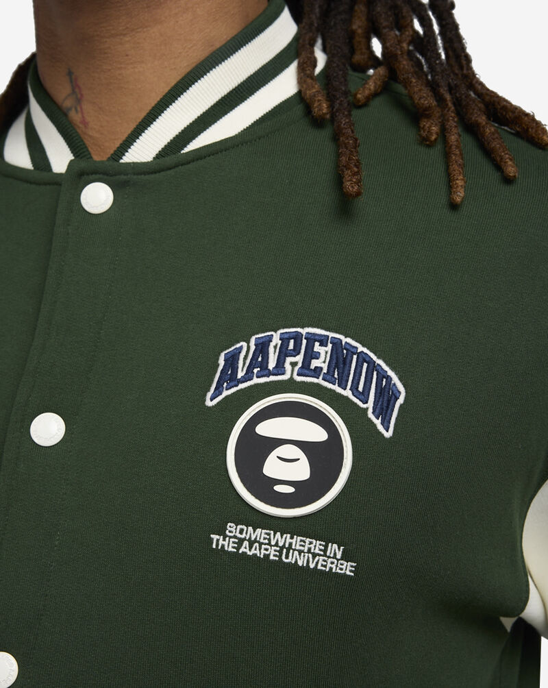 AAPE Baseball Fleece Varsity Jacket AAPSWMB328XANGRD Green 3