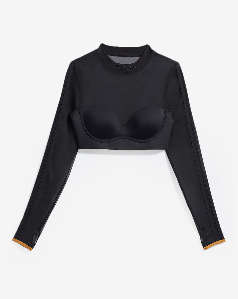 adidas IVY PARK Long Sleeve Mesh Crop Top GP4746 Black 1