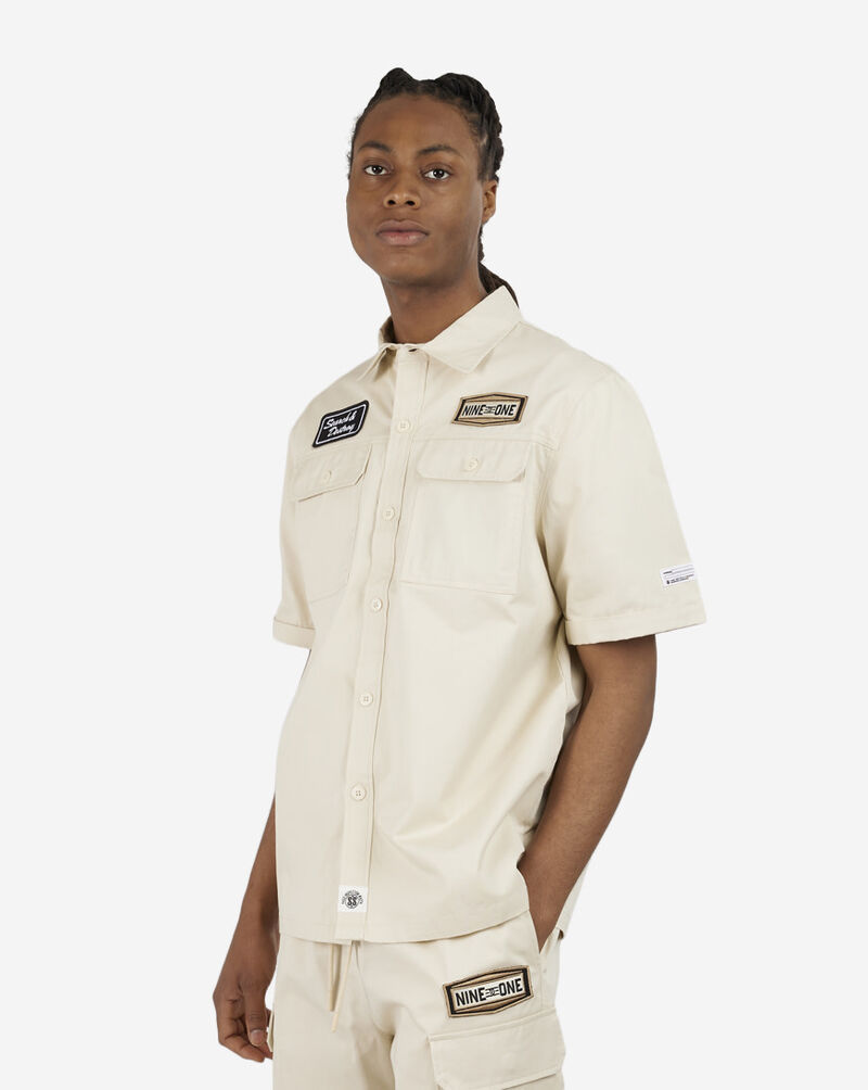 Shop NEW WORLD CREATION Printed Twill Workwear Shirt WH23184SNZ-ECR