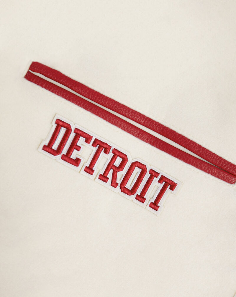 PRO STANDARD Detroit Red Wings Retro Classic Rib Wool Varsity Jacket HDR667542-ERD cream 4