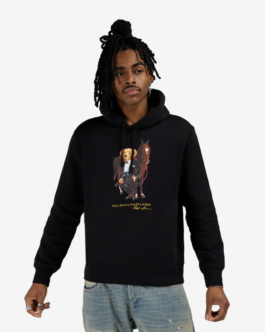 Shop Polo Ralph Lauren Polo Bear Fleece Hoodie 710P08096001-BLK