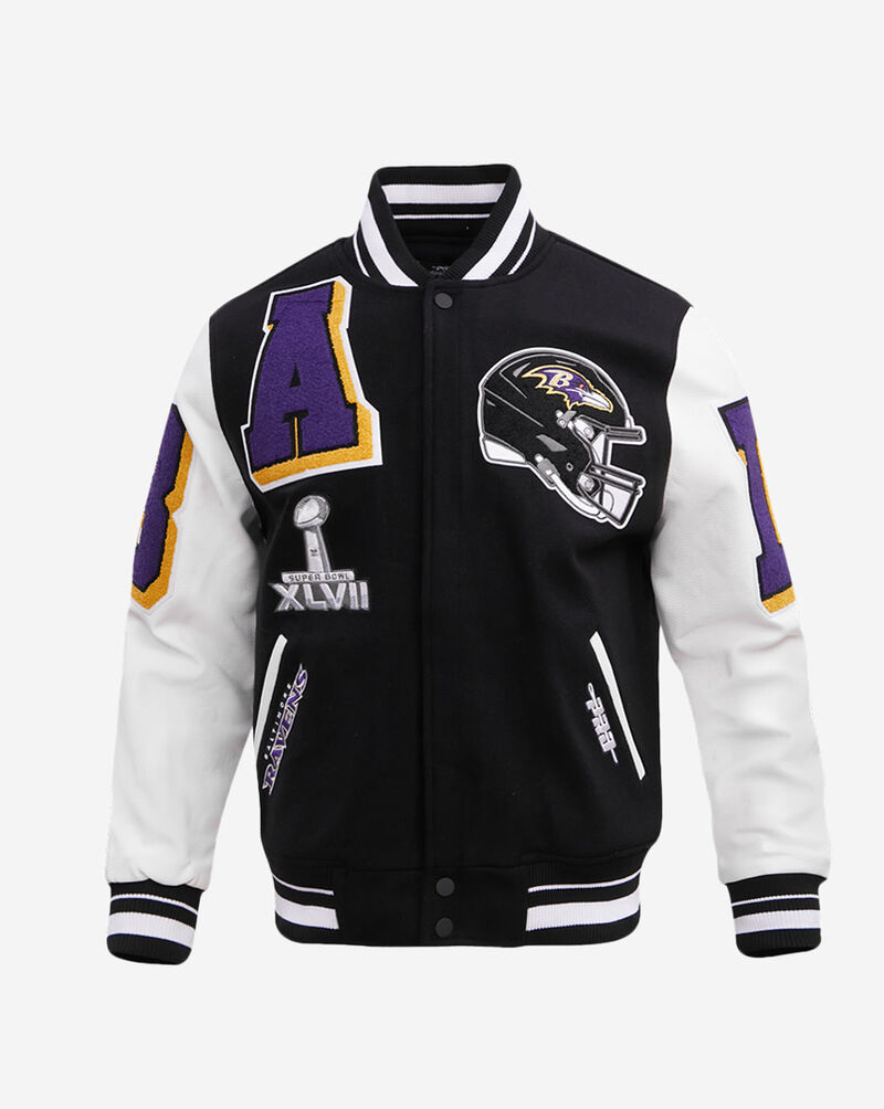 PRO STANDARD Baltimore Ravens Mash Up Rib Wool Varsity Jacket FBR6410410-BLW Black 1