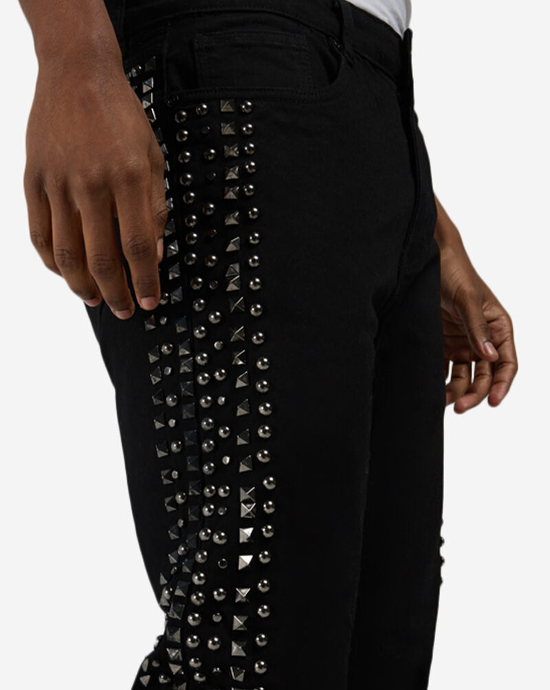 WAIMEA Metallic Studded Stacked Jeans M8511D-BLK Black 4