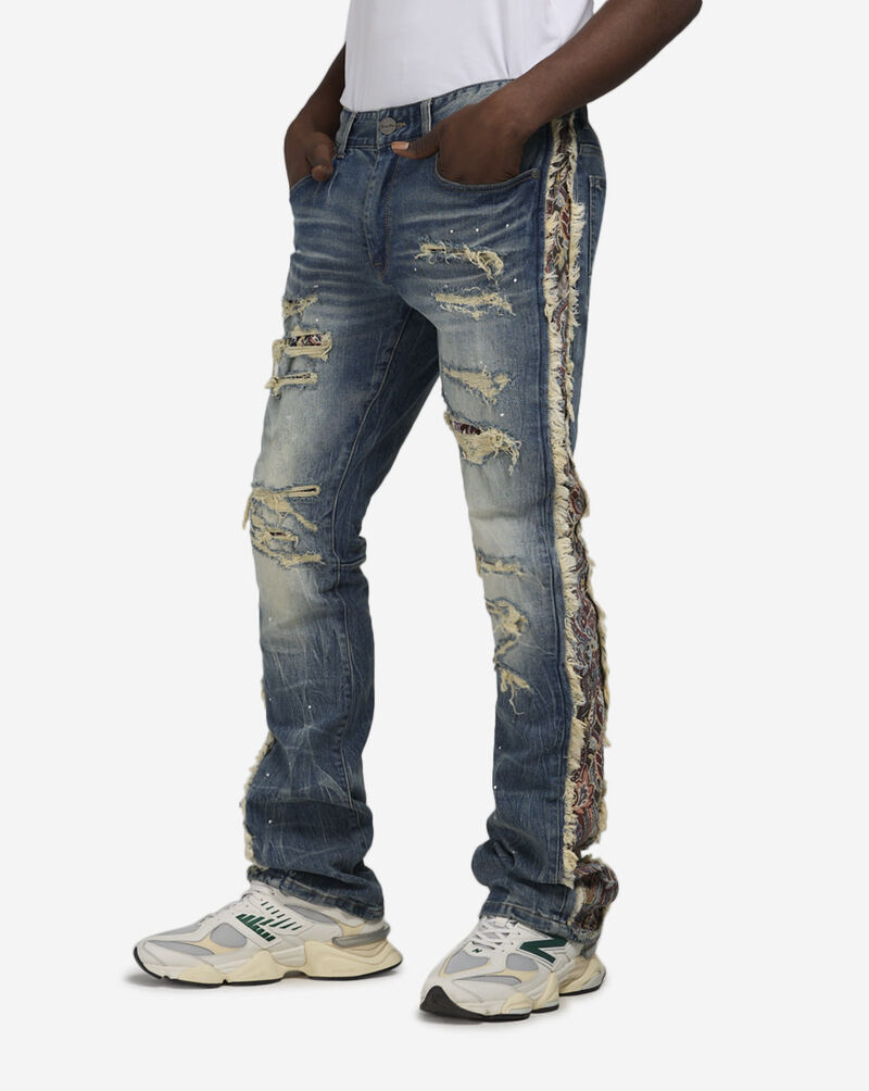 Smoke Rise Stacked Tapestry Jean JP24713SNZ-BLU Blue 1