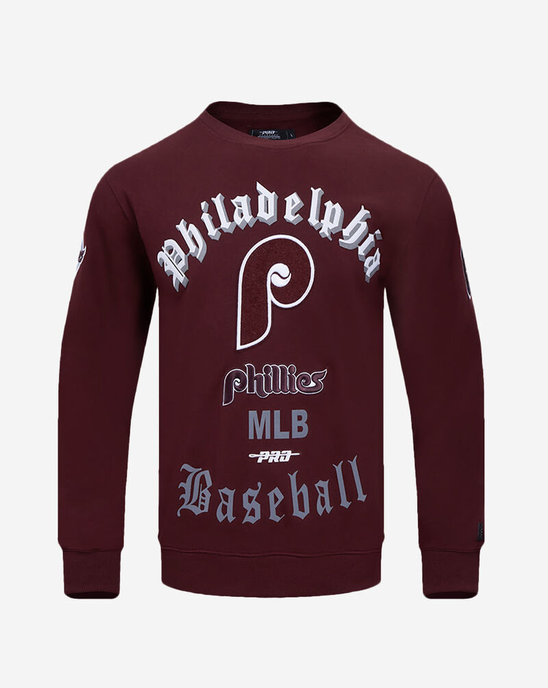 PRO STANDARD Philadelphia Phillies Retro Old English Fleece Crewneck LPH533506-WNE Red 1