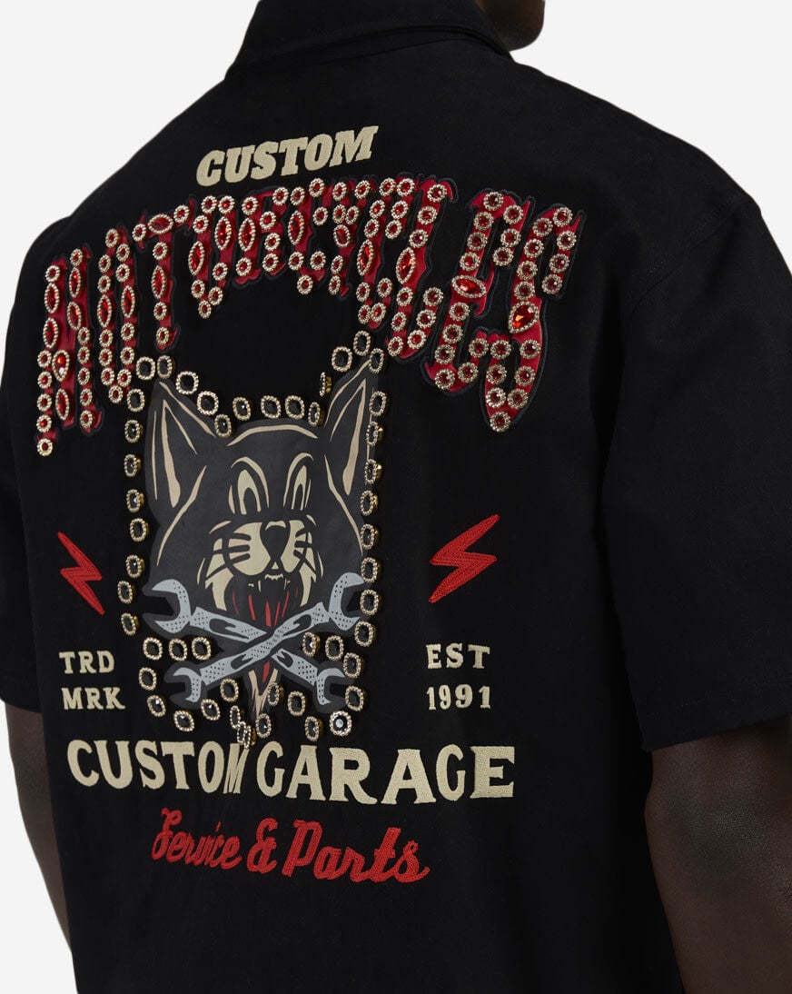 Shop Decibel Motorcycle Woven Top SSWT004-BLK black | SNIPES USA