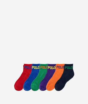 6Pk Color Logo Quarter Socks (L)