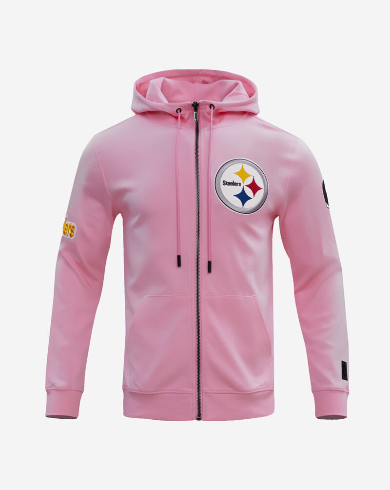 PRO STANDARD Pittsburgh Steelers Classic Chenille Double Knit Full-Zip Hoodie FPS5410176-PNK Pink 1