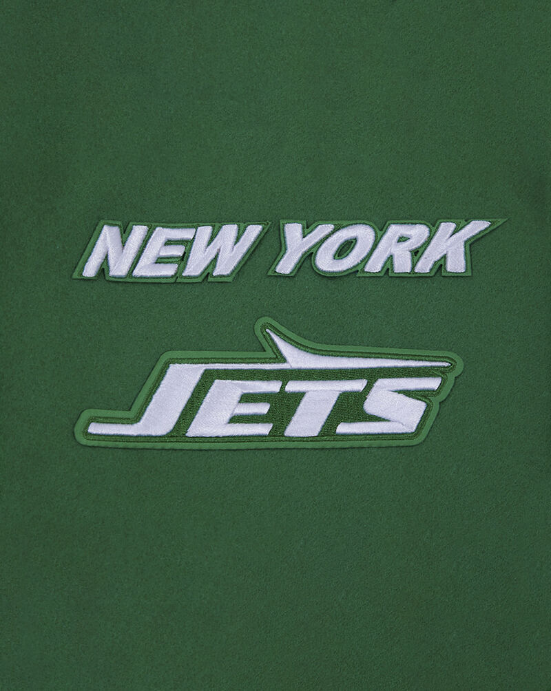 PRO STANDARD New York Jets Retro Classic Rib Wool Varsity Jacket FNJ643581-KWH Green 2