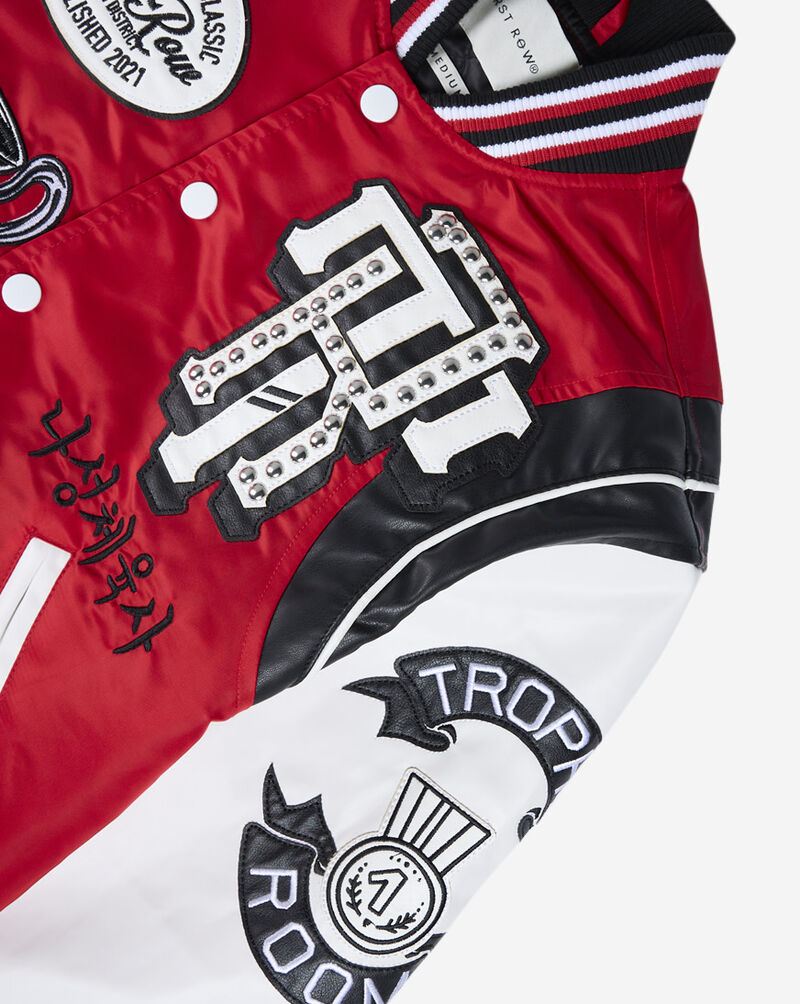 First Row Kids' Trophy Nylon Varsity Jacket FRBJ0065S-RED Red 2