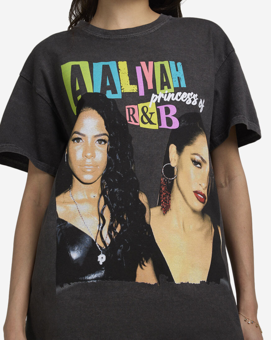 Shop Graphic Tees Aaliyah RandB Princess Tee ALA2341XX black