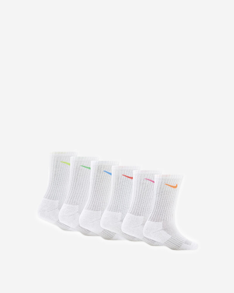 Nike Little Kids' Dri-FIT Performance Basics 6Pk Crew Socks UN0019-F68 White 3