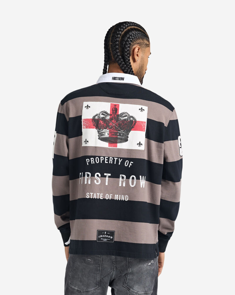 First Row Patch Long Sleeve Polo FRO0001-BLK Black 2