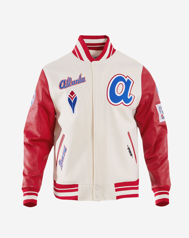 PRO STANDARD Atlanta Braves Retro Classic Rib Wool Varsity Jacket LAB635515-ERD cream 1