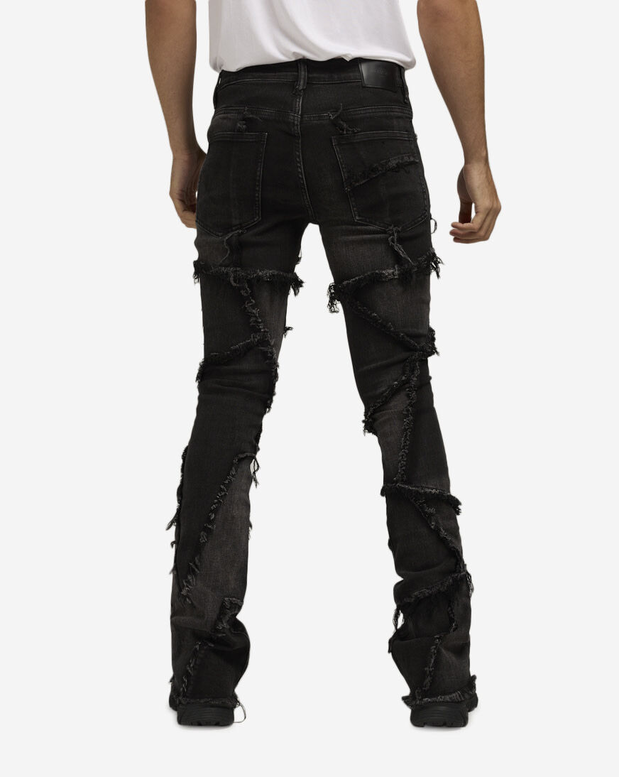 Shop Valabasas Patchwork Stacked Denim VLBS25101623-BLK